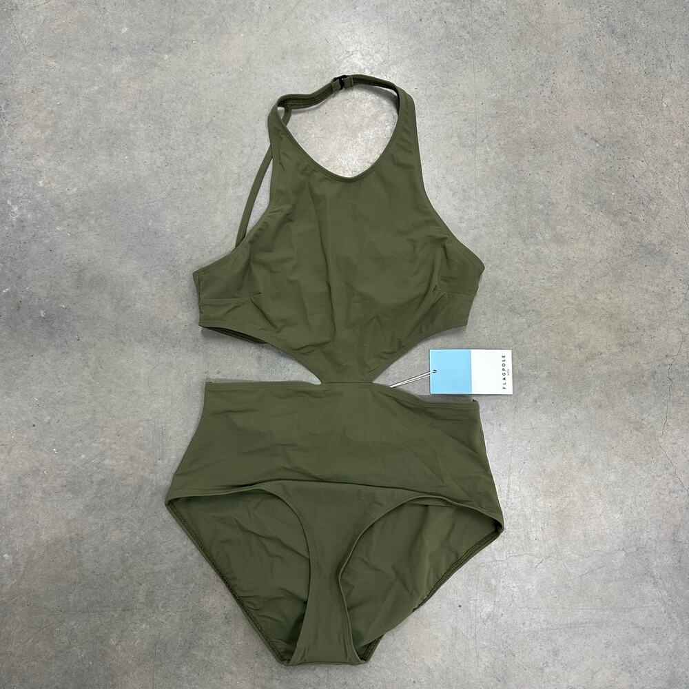 NWT Flagpole Lynn Cutout One-Piece Swimsuit in Green sz XL